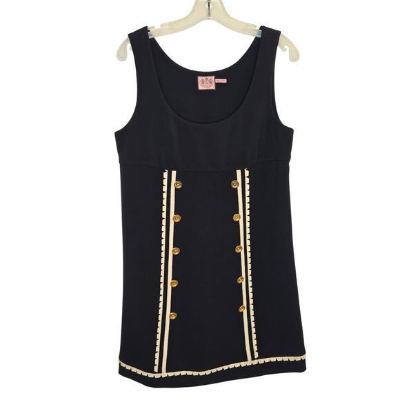 Juicy Couture Dresses & Skirts - Juicy Couture Women Babydoll Twee Shift Dress Mod Preppy A-Line Black Buttons 8